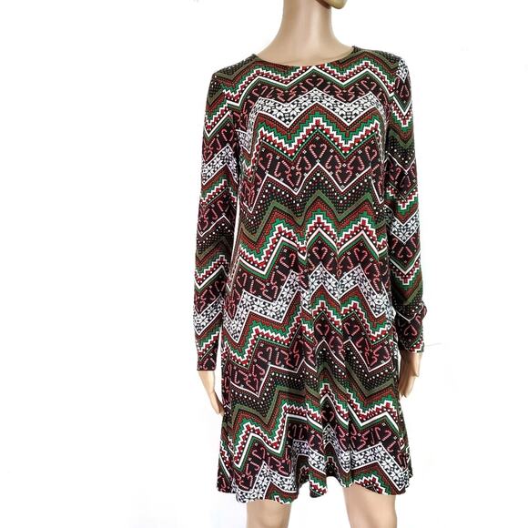 Harlow&Rose | Holiday Long Sleeve Soft Dress Christmas Candy Cane - Picture 5 of 6